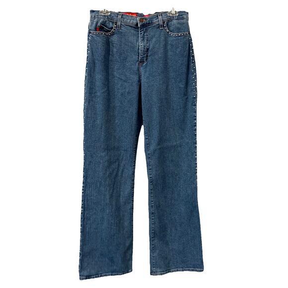 NYDJ Denim - NYDJ Women's Blue Jeans Size 14 With Crystals On Front Pockets And Legs.